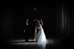 Bide and groom dancing in City Hall Dublin