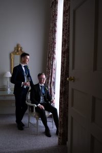 Portraits in the wedding suite at The Merrion Hotel. Intimate wedding in Dublin