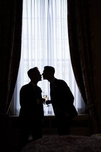 silhouette in the wedding suite at The Merrion Hotel