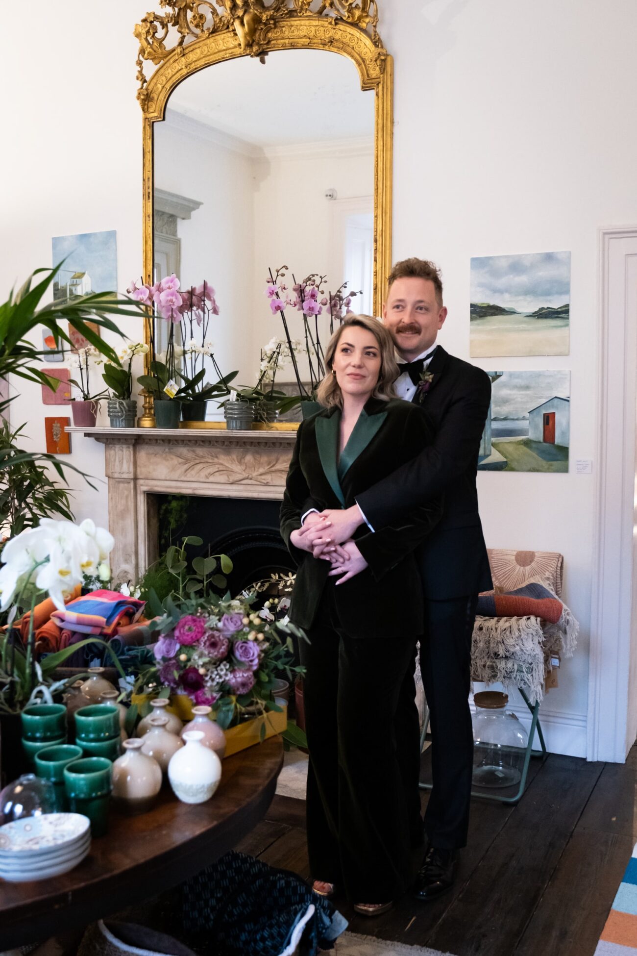 Bride and groom inside Howbert & May's in Dublin