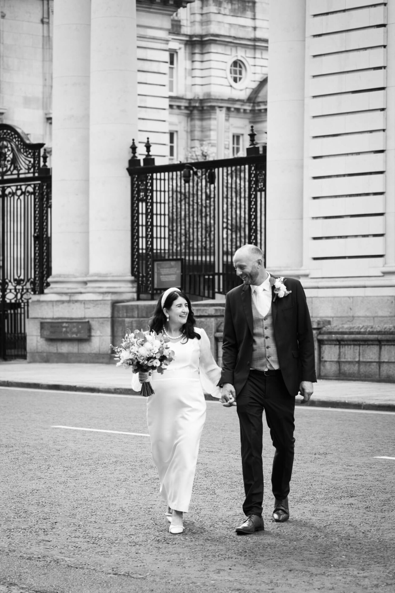 Couple walking in Dublin City, Dublin City portrait