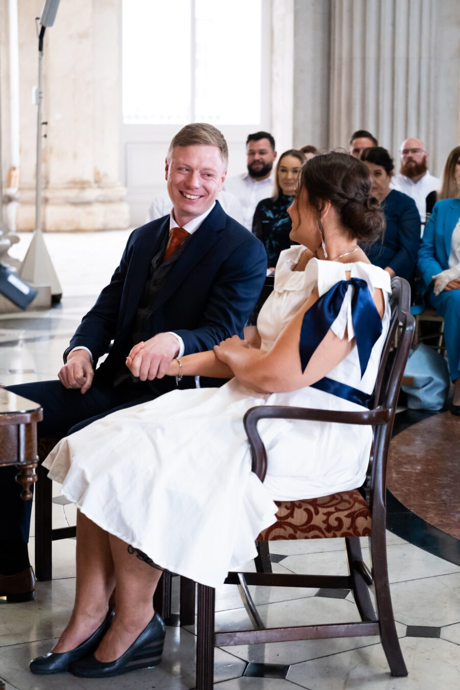 couple laughing during the ceremony at Dublin City Hall, Dublin City Hall wedding