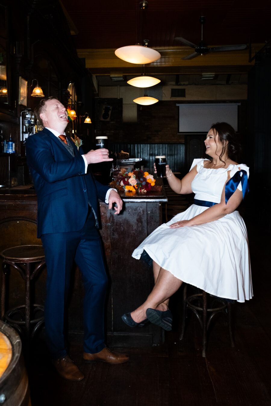 couple drinking Guinness in Hogans Pub in Dublin City