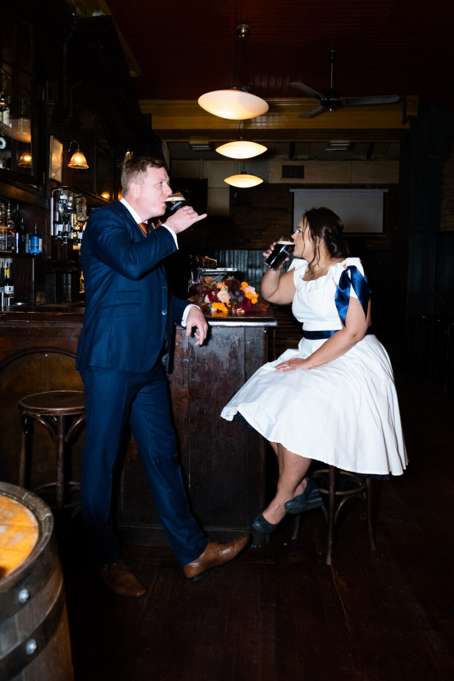 couple drinking Guinness in Hogans Pub in Dublin City