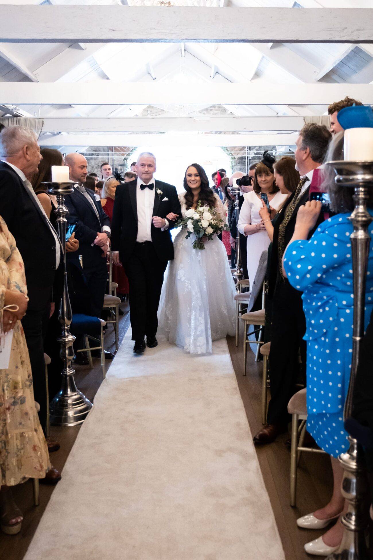 brdie walking down the aisle at Ballymagavery Village