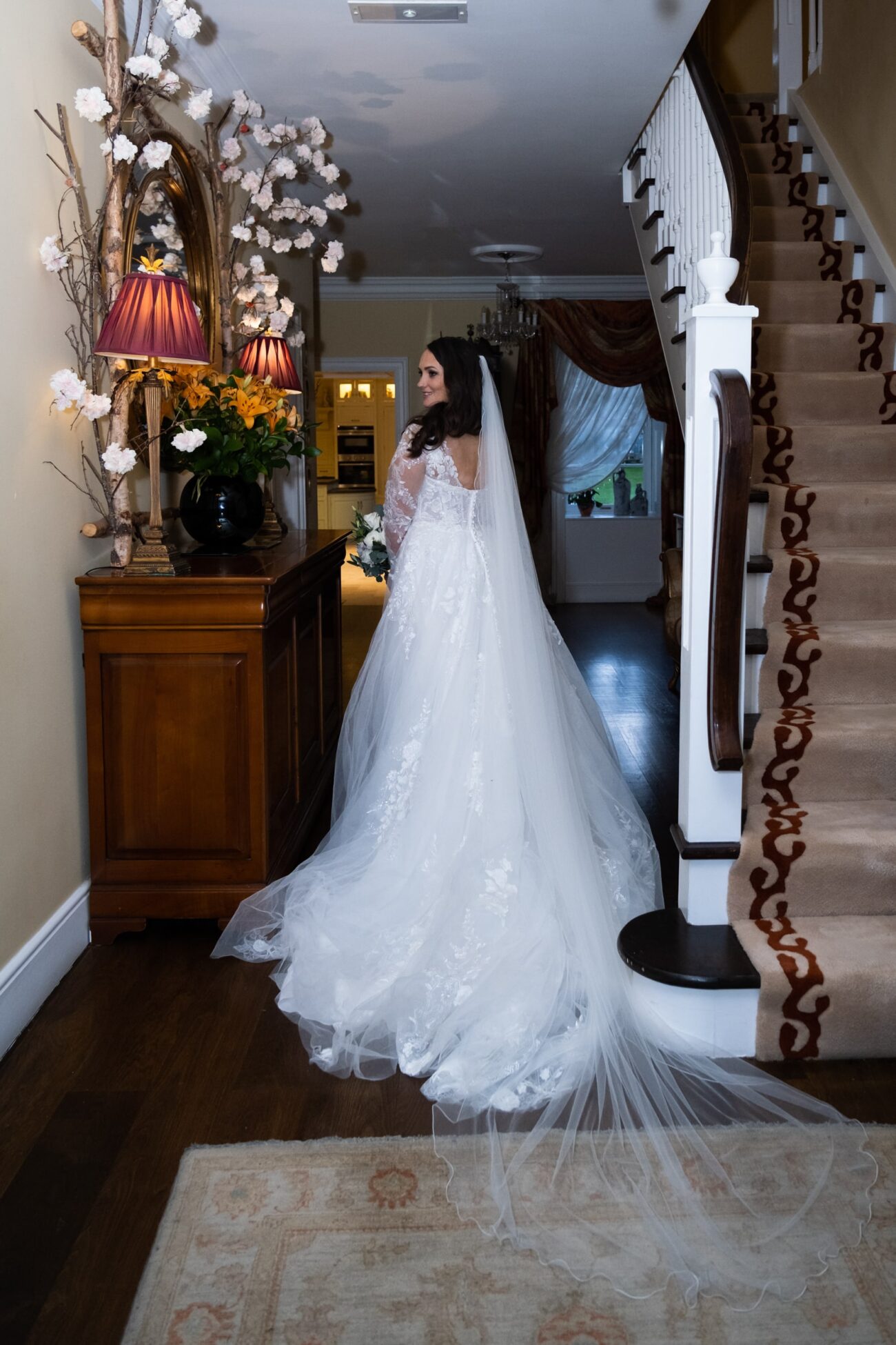 bride standing in the hallway of Ballymagarvey Village