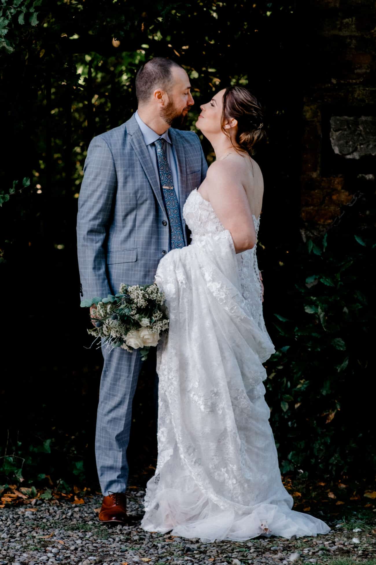 couple facing each other in Howth Castle