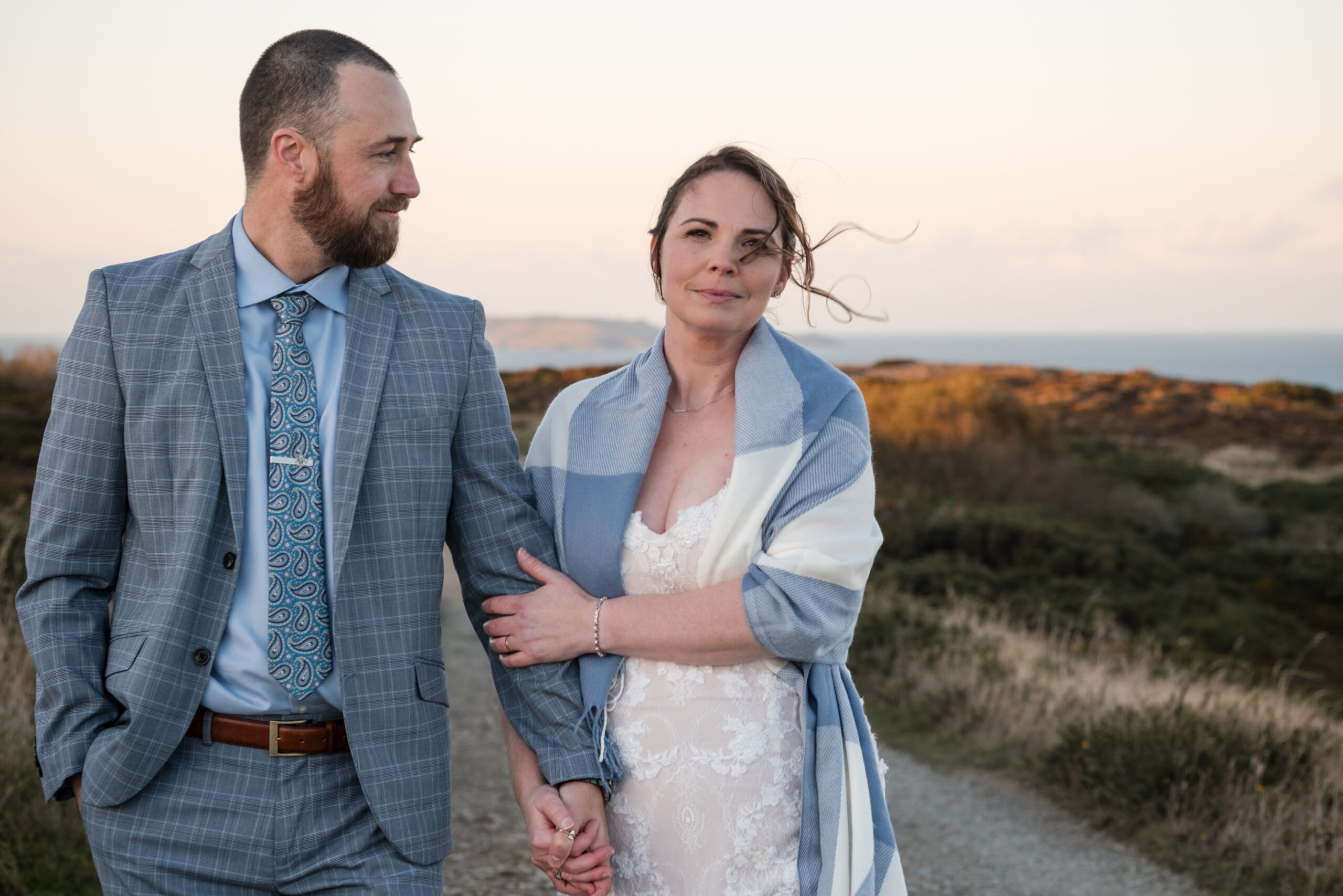 Bride and groom facing each other  - Wedding Photography Dublin - Couple Portraits at Ballintubbert Gardens and House