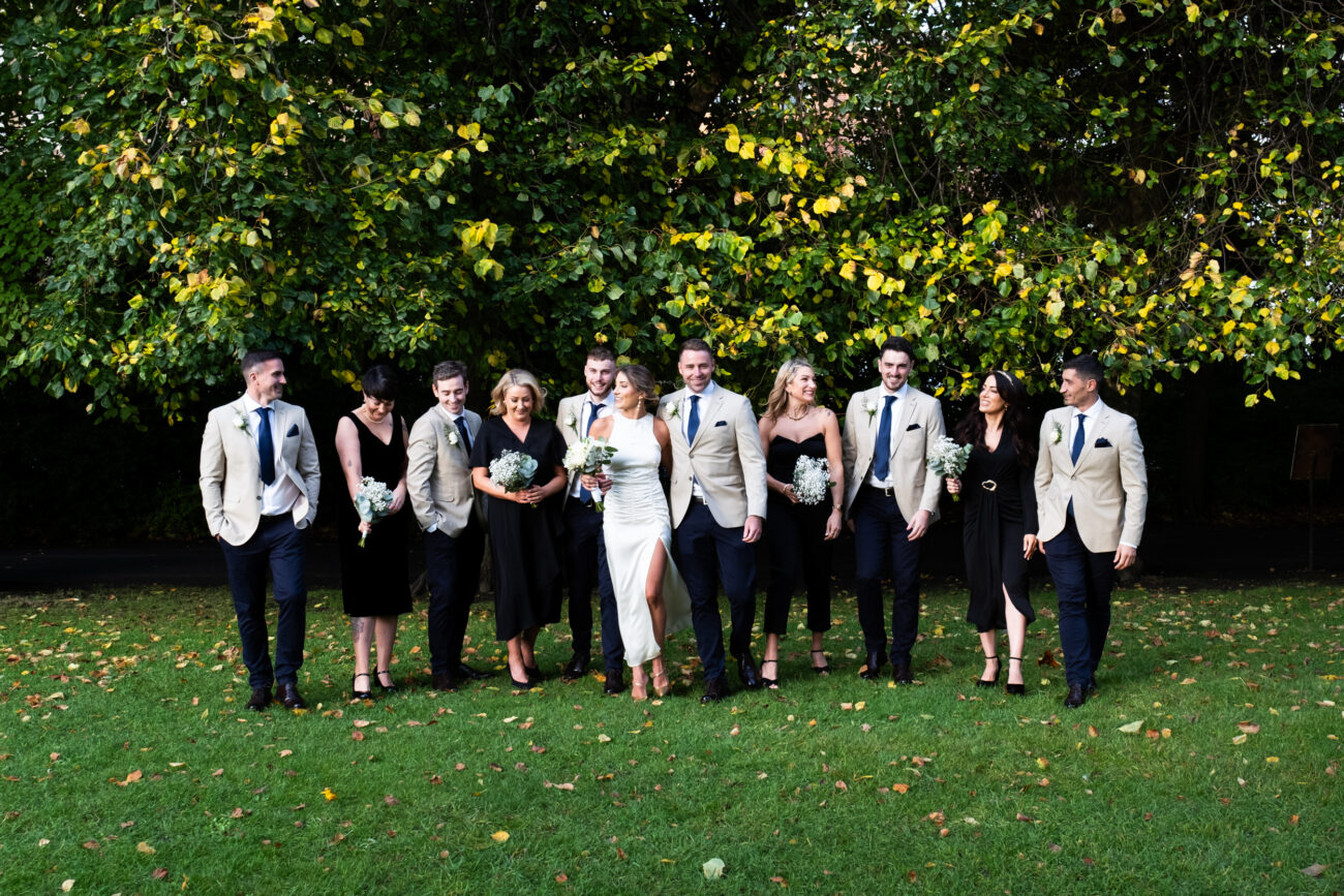 Bridal party wedding photography at Stephen’s Green, candid wedding photographer