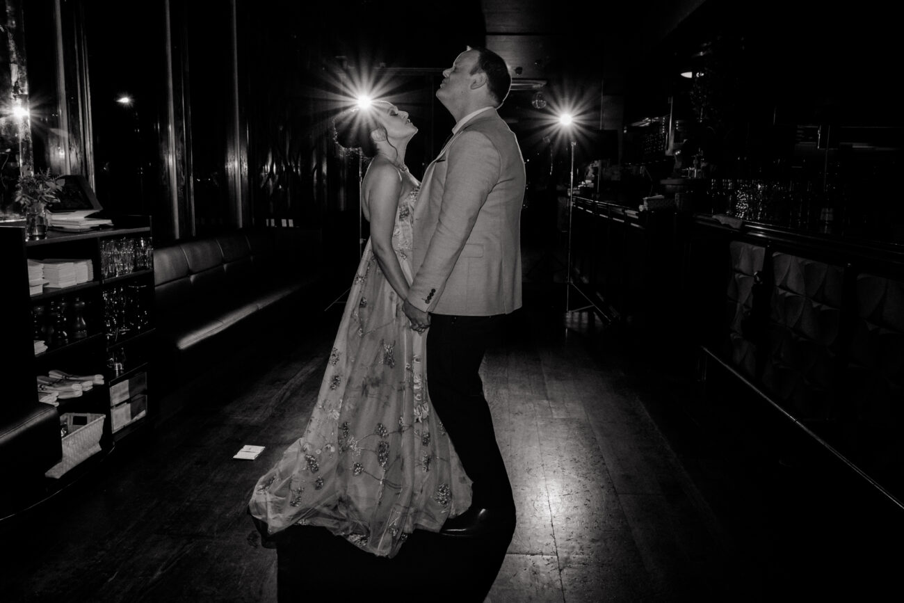 Couple dancing together for their first dance at Charlotte Quay wedding