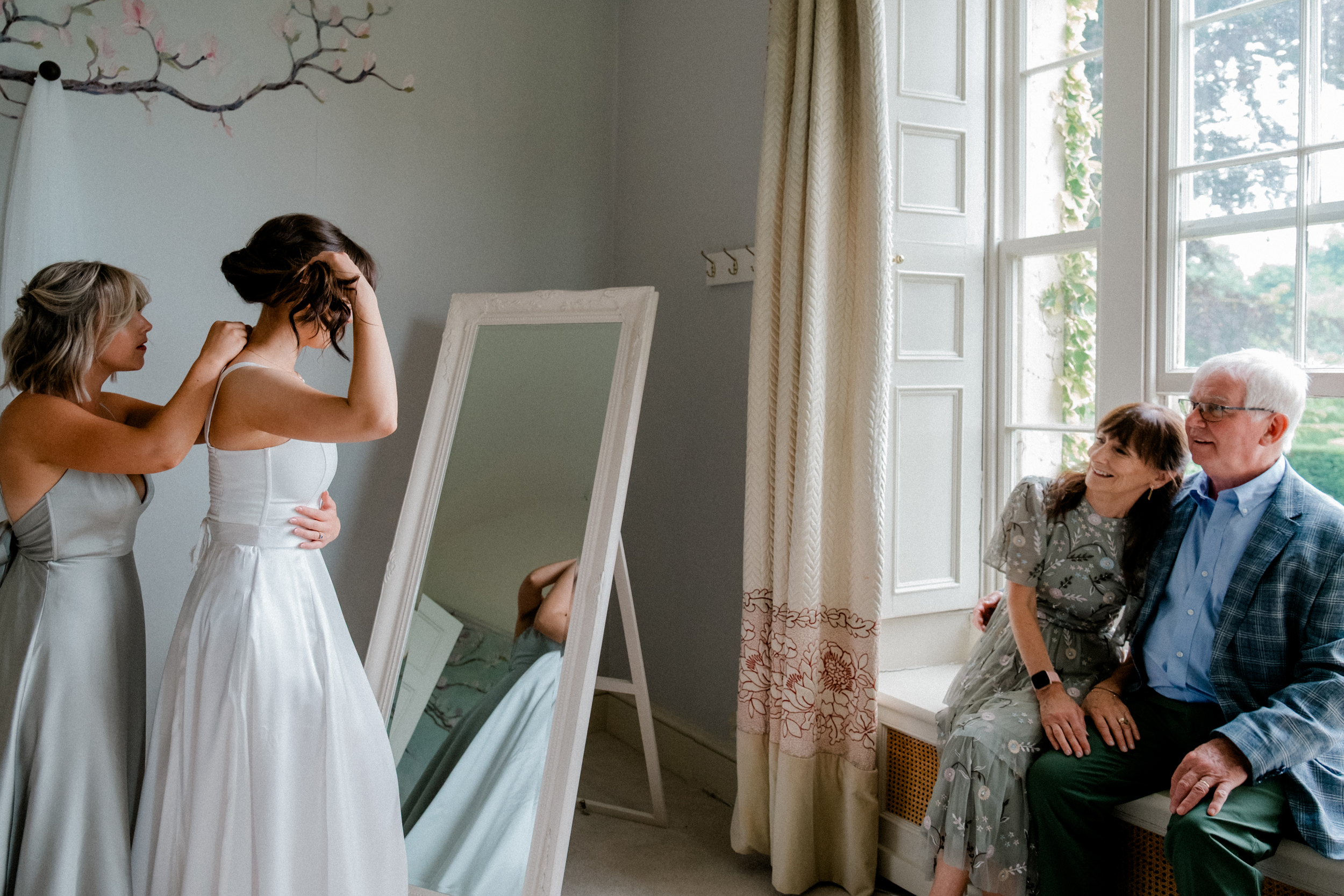 bride and groom facing each other at Dublin city hall balcony