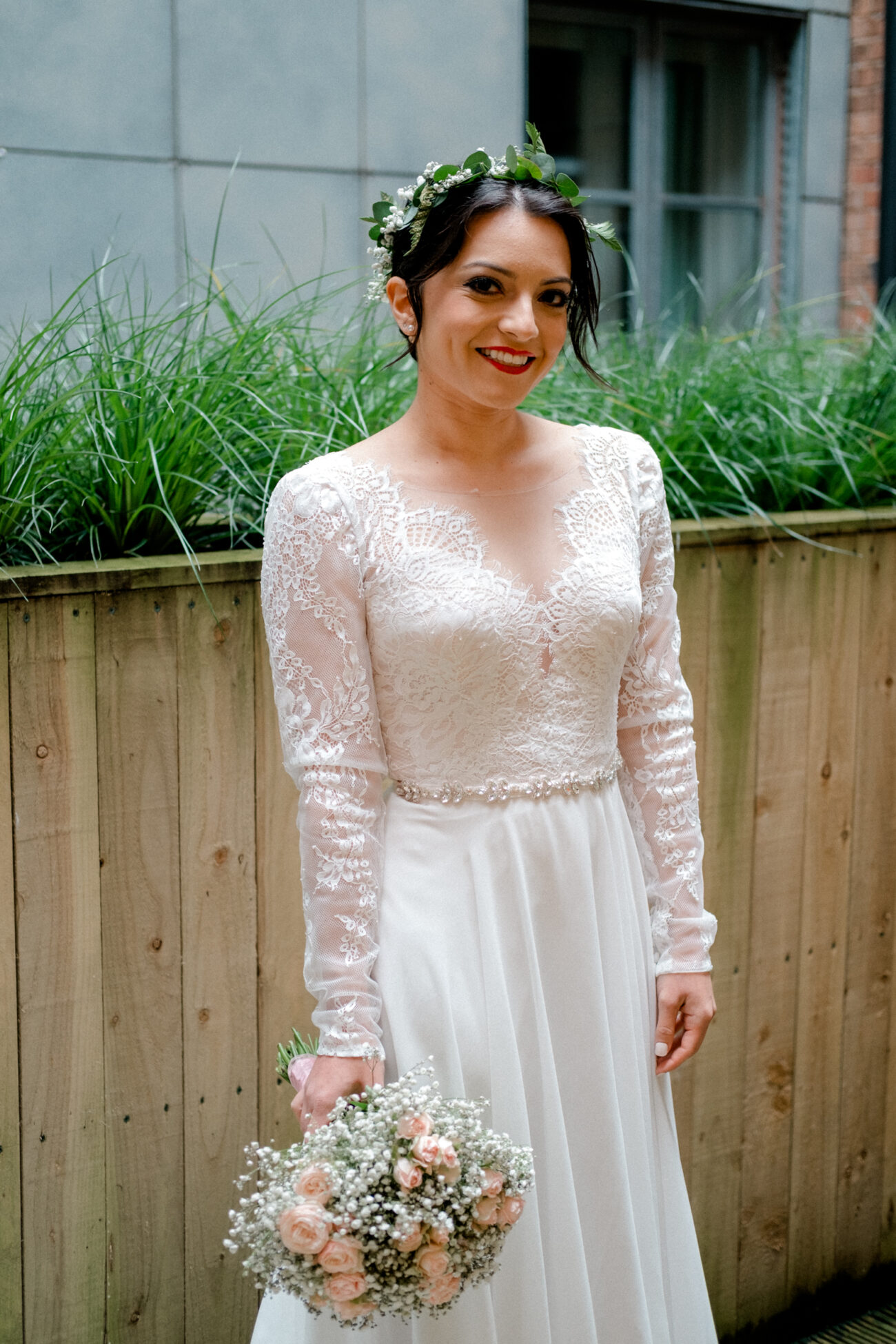 casual portrait of the bride after getting ready at The Clarence Hotel
