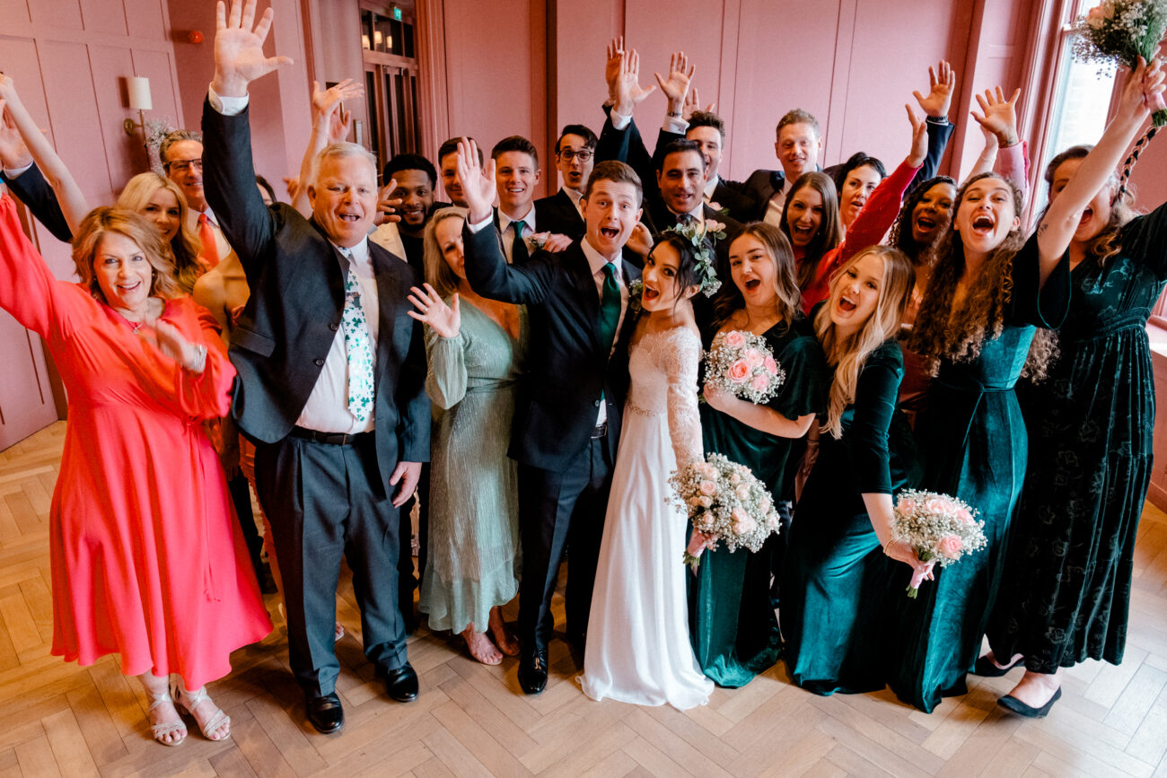 fun family group shot at a Clarence Hotel wedding