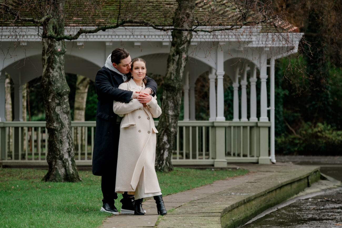 Couple embracing in the lake in Stephen's Green, Dublin