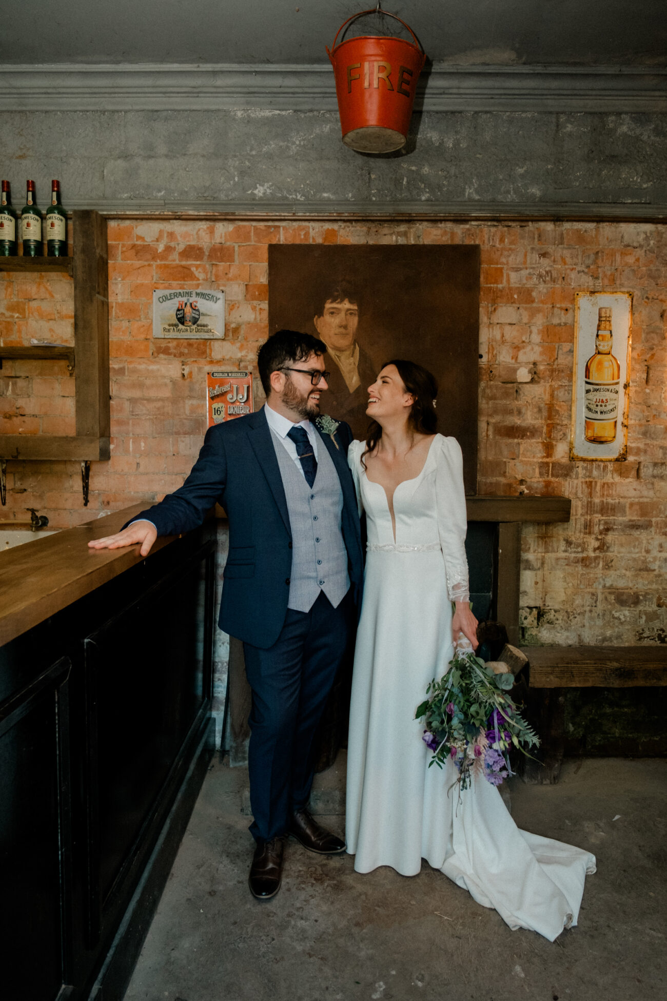 Bride and groom in the snug at Portmarnock Resort