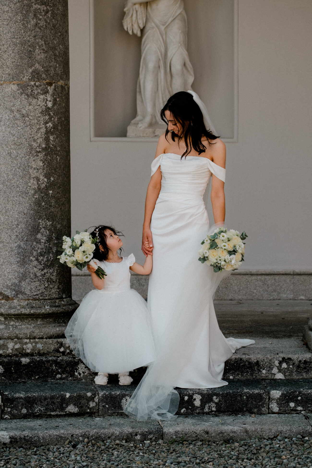flower girl and bride for wedding portraits Russborough House, 