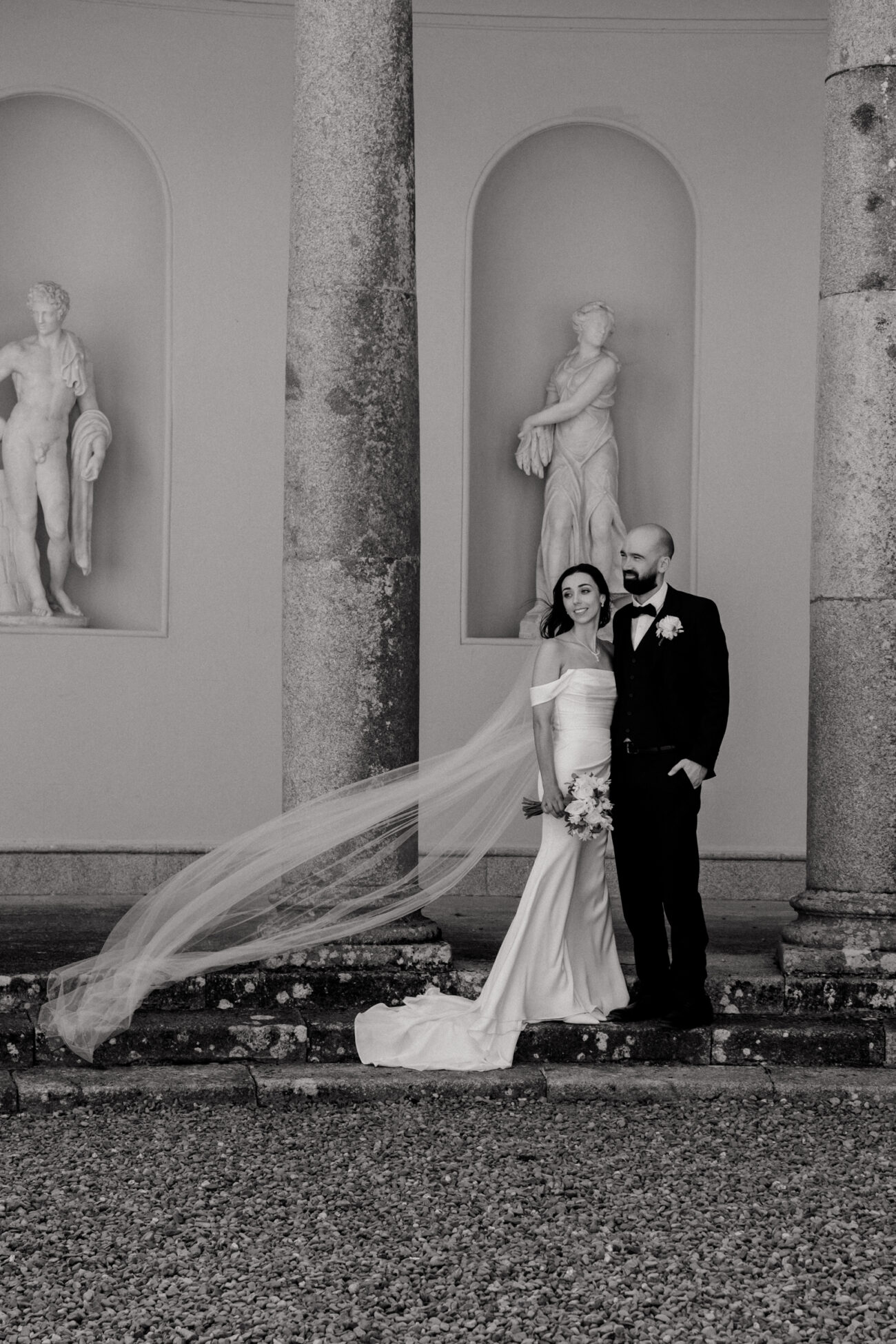 Russborough House wedding photographer capturing portraits of the couple at the estate