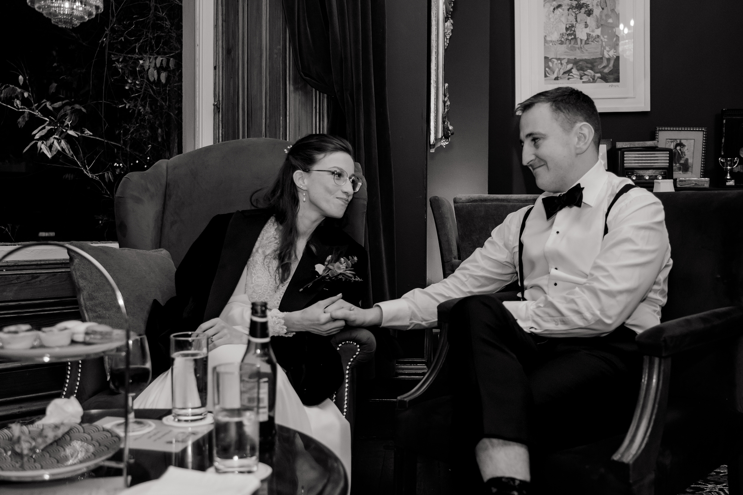 couple sitting in the bar at Tinakilly House having a quiet moment