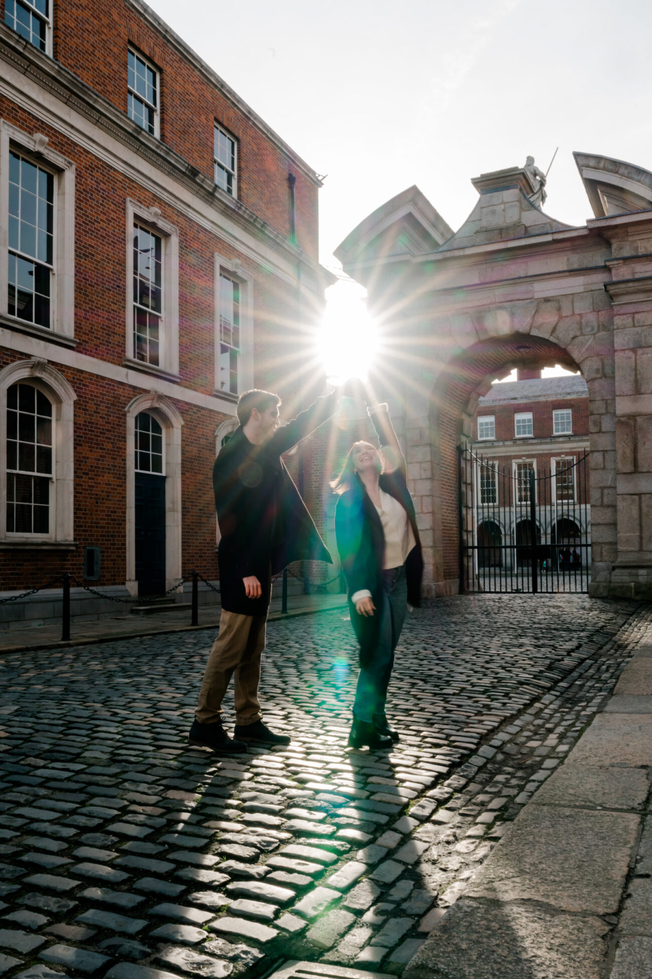 couple dancing at an engagement shoot in Dublin Castle
